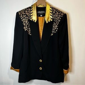 Women’s | Criscione New York Black and Gold Blazer Jacket With Hearts | Medium